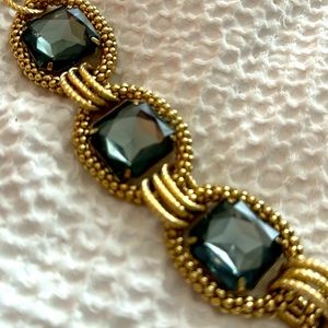 Statement necklace greyish blue and gold